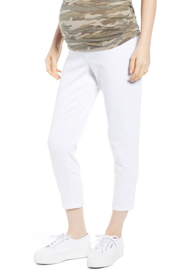 Crop Maternity Skinny Jeans, Main, color, WHITE