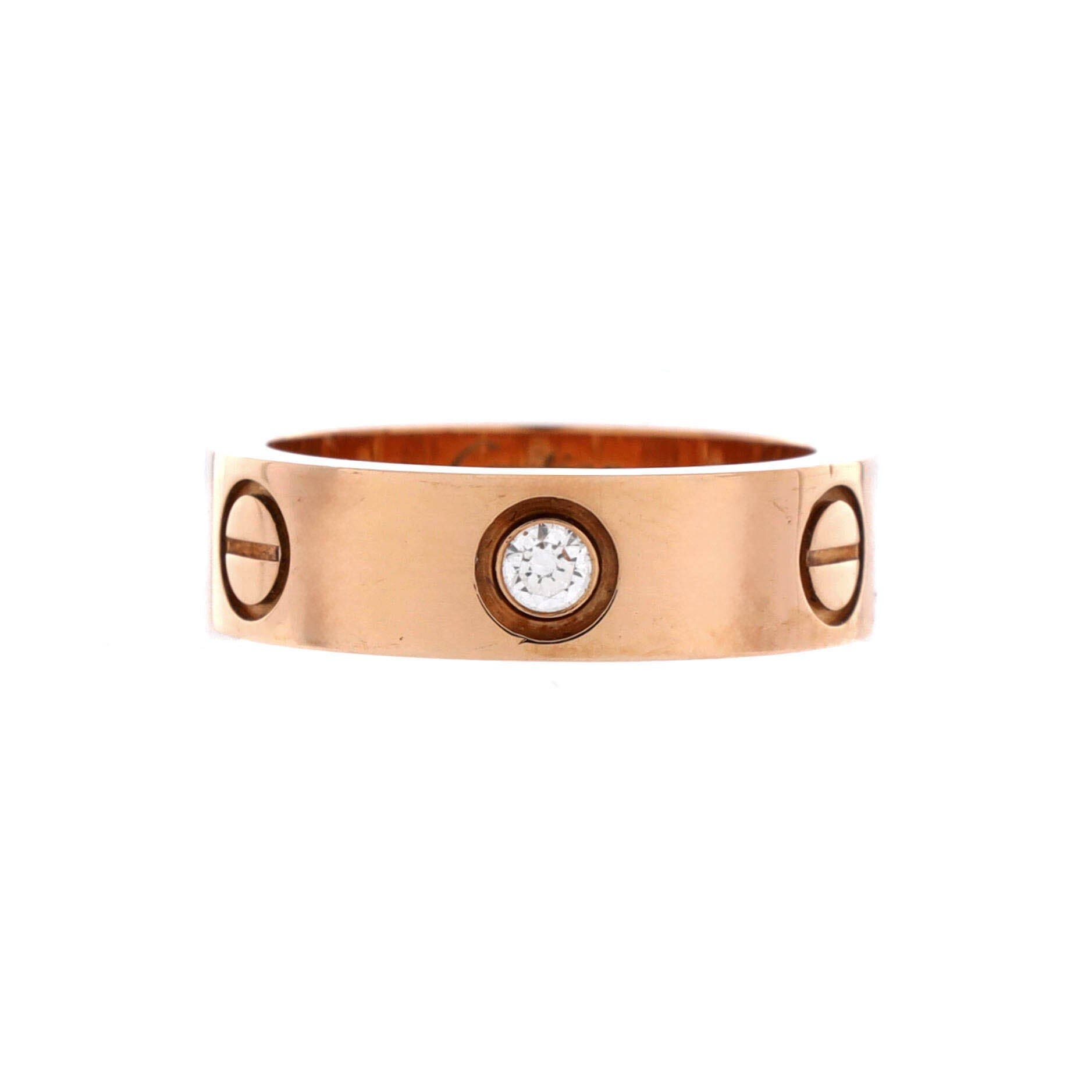 Love 3 Diamonds Band Ring 18K Rose Gold with Diamonds, Main, color, Metallic Gold