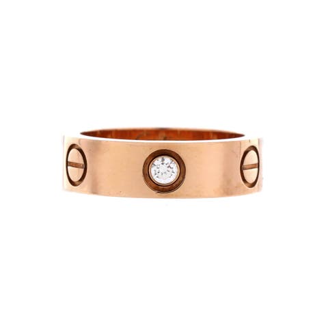 Love 3 Diamonds Band Ring 18K Rose Gold with Diamonds