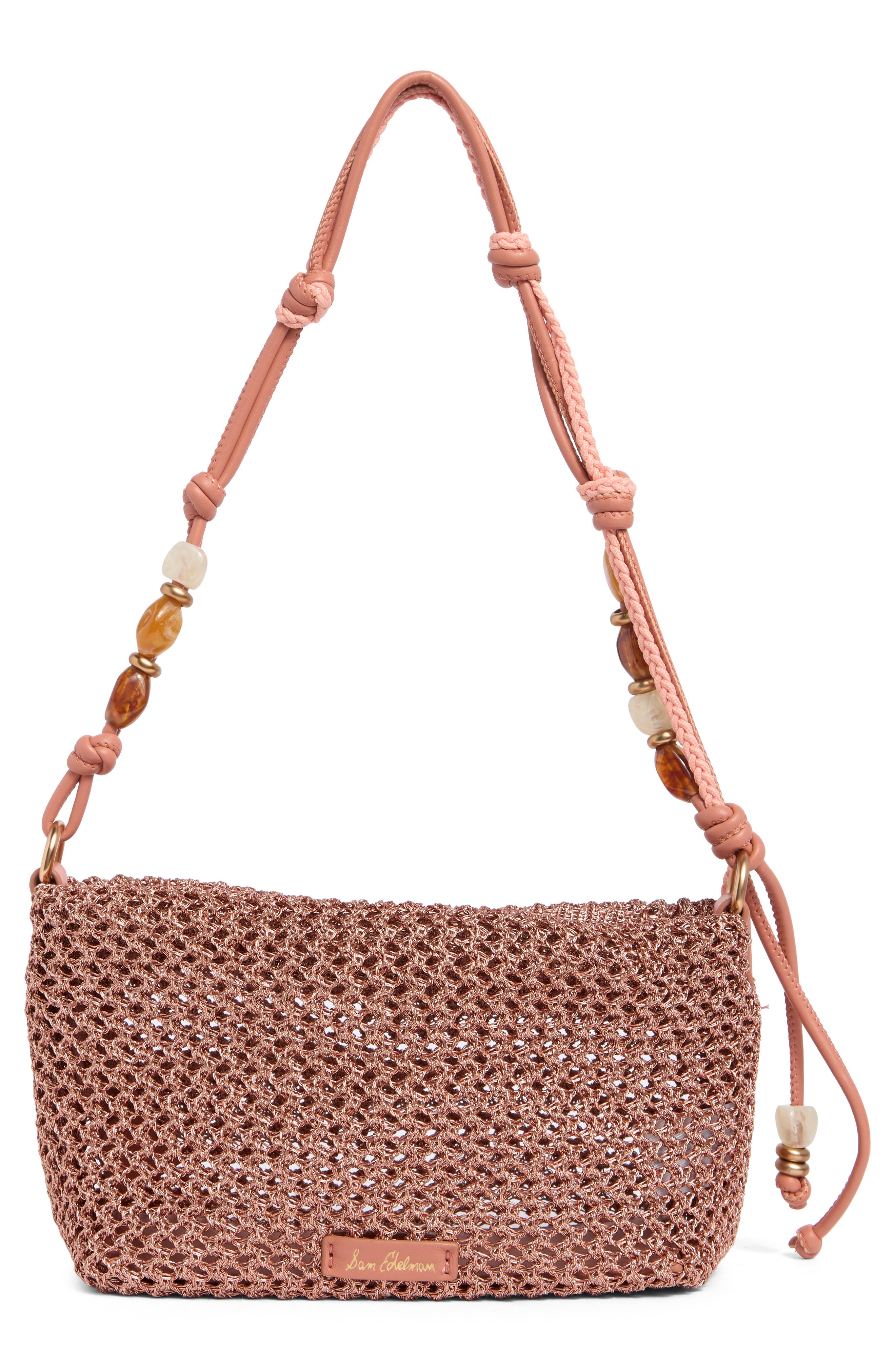 Ellina Beaded Shoulder Bag, Alternate, color, RUST