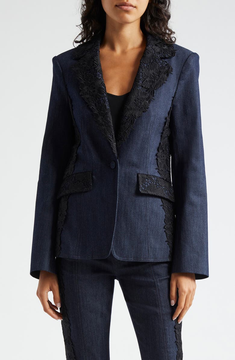 Cinq à Sept Laney Denim & Lace Blazer, Main, color, 