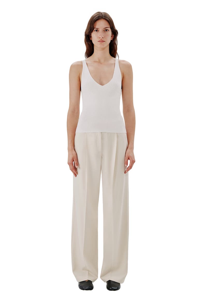 DEEP V TANK KNIT, Main, color, WHITE