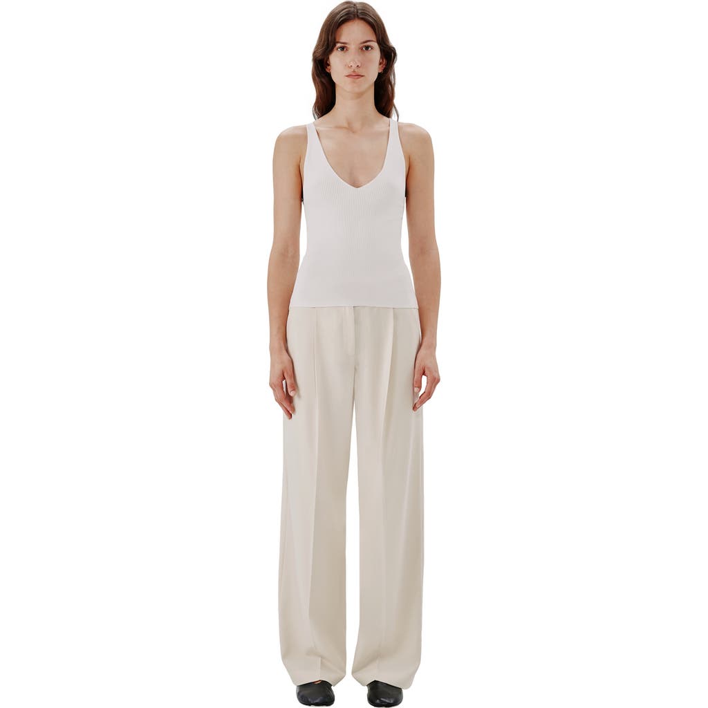 Another Tomorrow DEEP V TANK KNIT in White at Nordstrom, Size Large