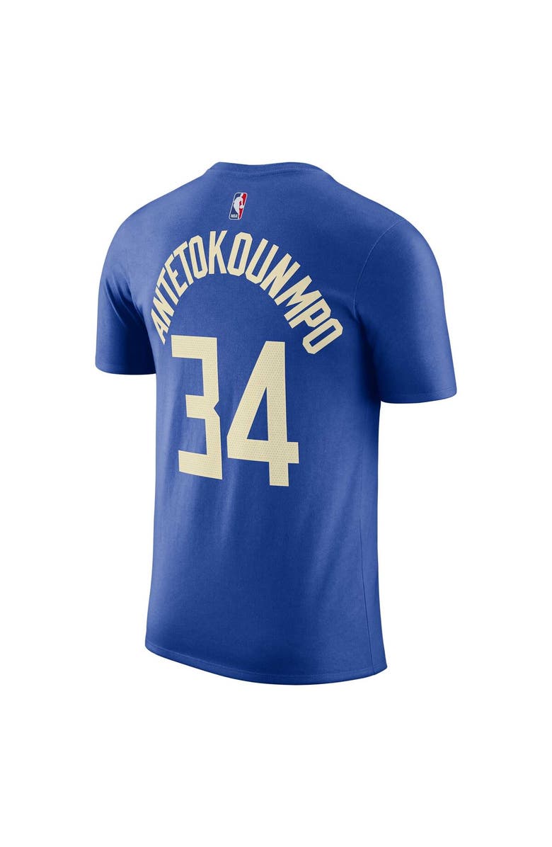 Nike Men's Nike Giannis Antetokounmpo Royal Milwaukee Bucks 2023/24 City Edition Name & Number T-Shirt, Alternate, color, 
