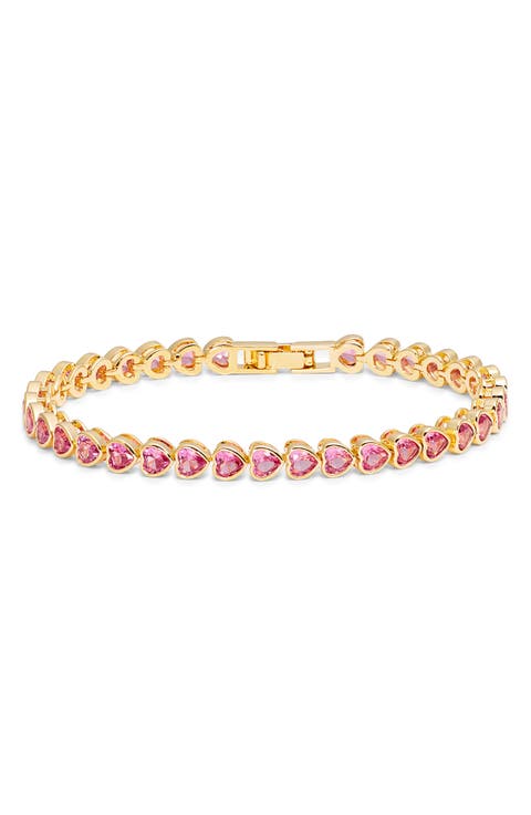 Heart Cubic Zirconia Tennis Bracelet