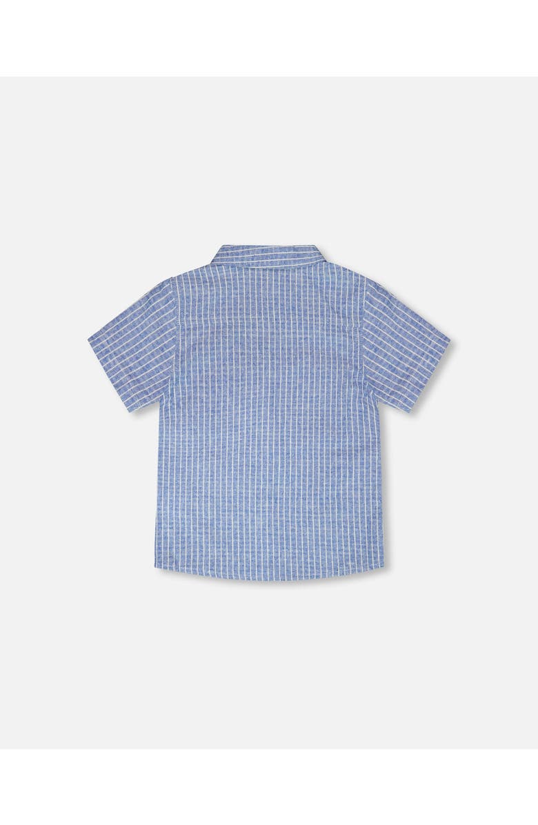 Deux par Deux Chambray Denim Stripes Short-Sleeve Shirt, Alternate, color, Blue Denim Stripes