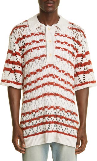 OUR LEGACY Men's Big Piquet Oversize Stripe Hemp & Lyocell Polo