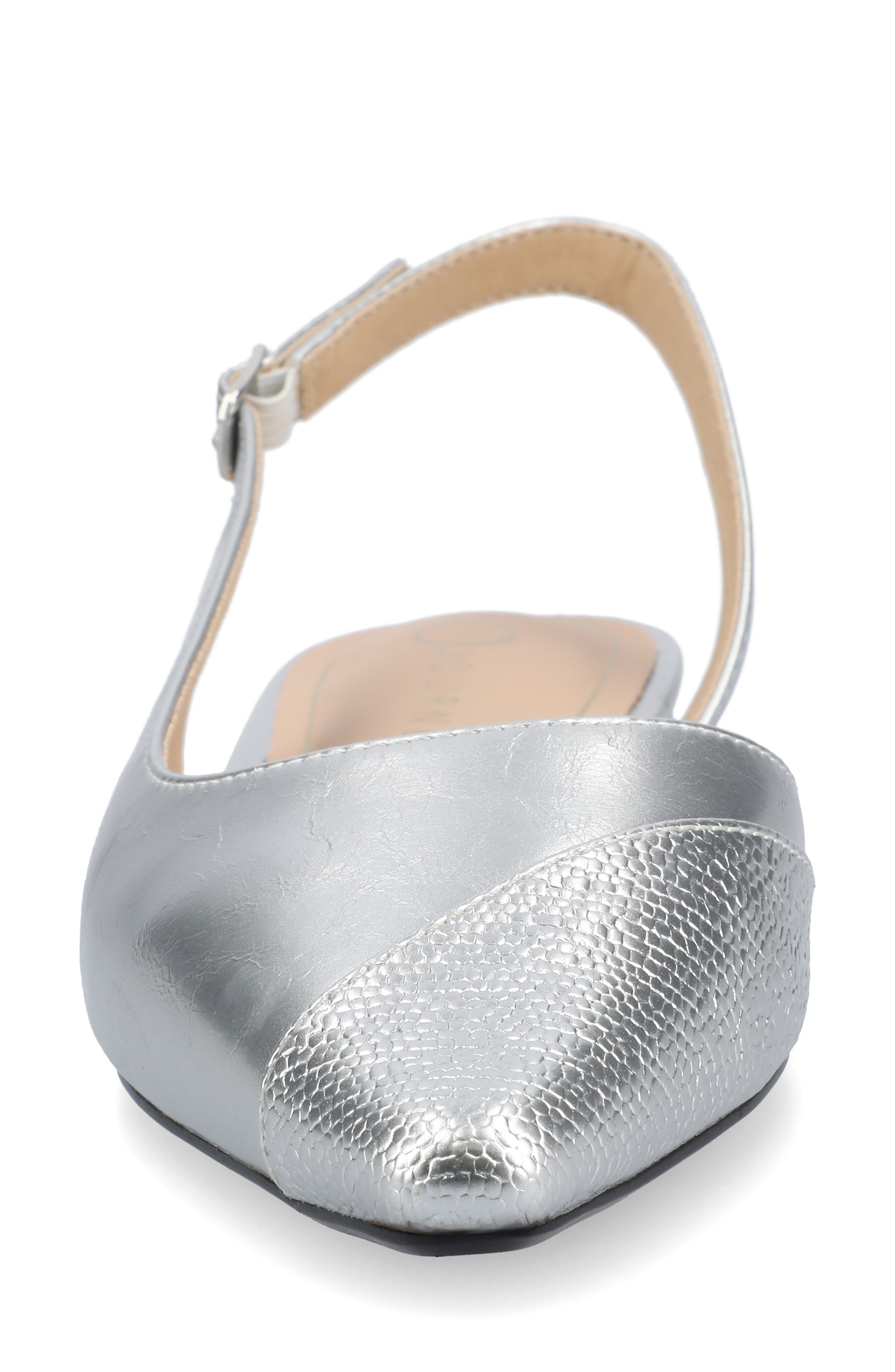 Daphnne Cap Toe Slingback Flat, Alternate, color, SILVER