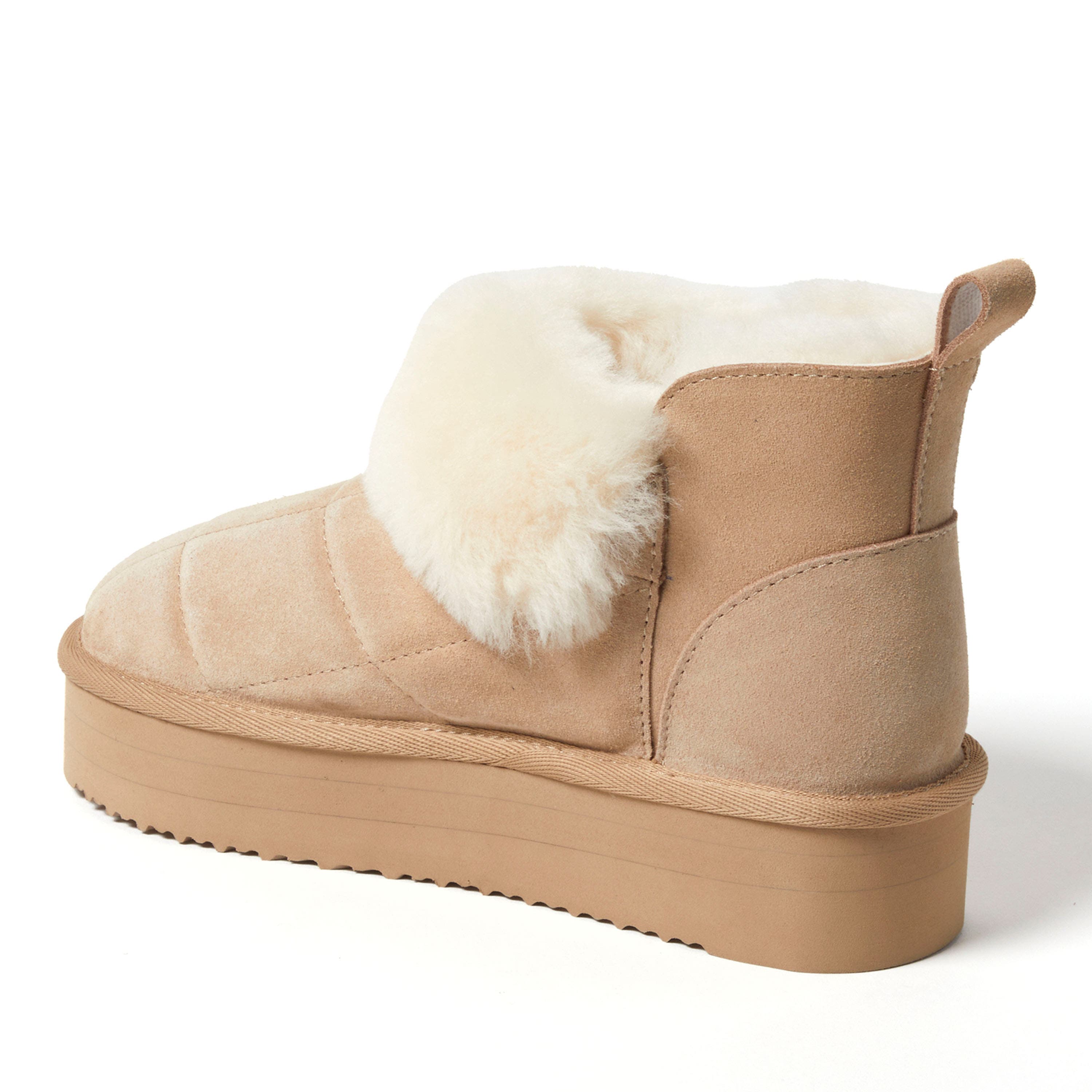 Fireside Bayswater Genuine Shearling Quilted Platform Bootie, Alternate, color, Sand