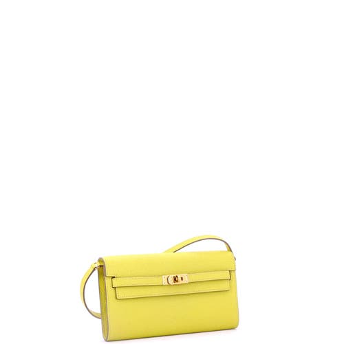 Pre-owned Hermes Hermes Kelly To Go Wallet Chevre Mysore In Green