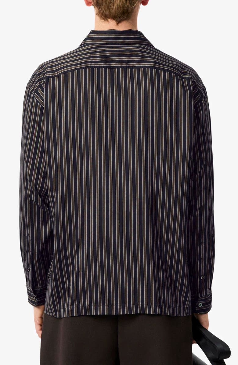 Lacoste Stripe Relaxed Fit Button-Up Shirt, Alternate, color, Navy Blue/ Green