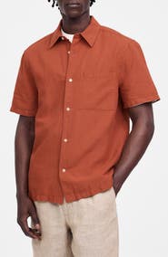 Madewell Short Sleeve Linen & Cotton Button-Up Shirt