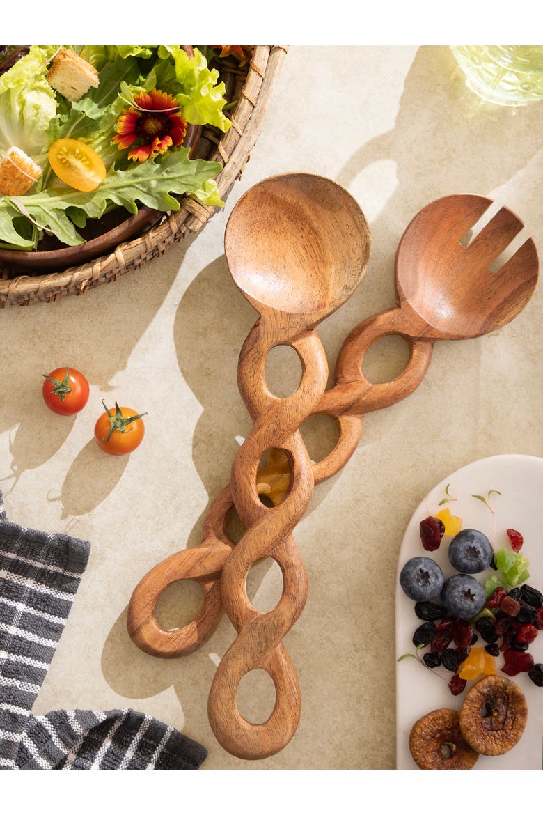 Valencia Salad Servers, Set of 2, Alternate, color, Brown