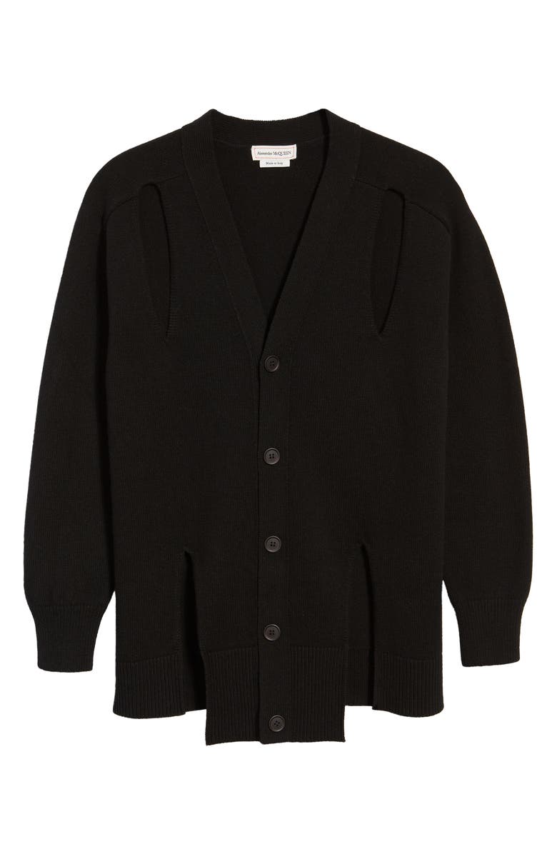 McQueen Slashed Oversize Lambswool Cardigan, Alternate, color, 