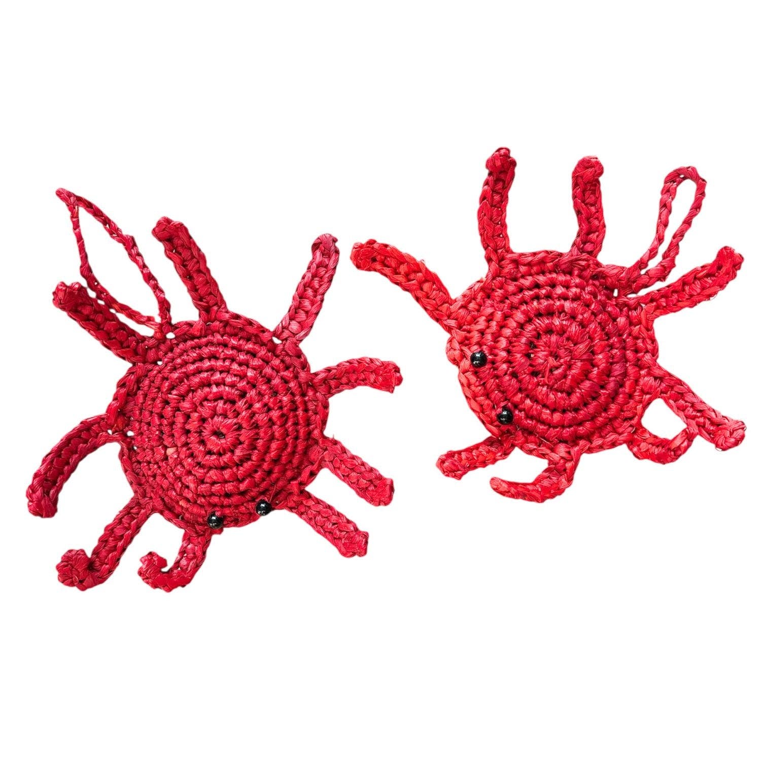 Mini Red Crabs Raffia Keyring, Alternate, color, Red