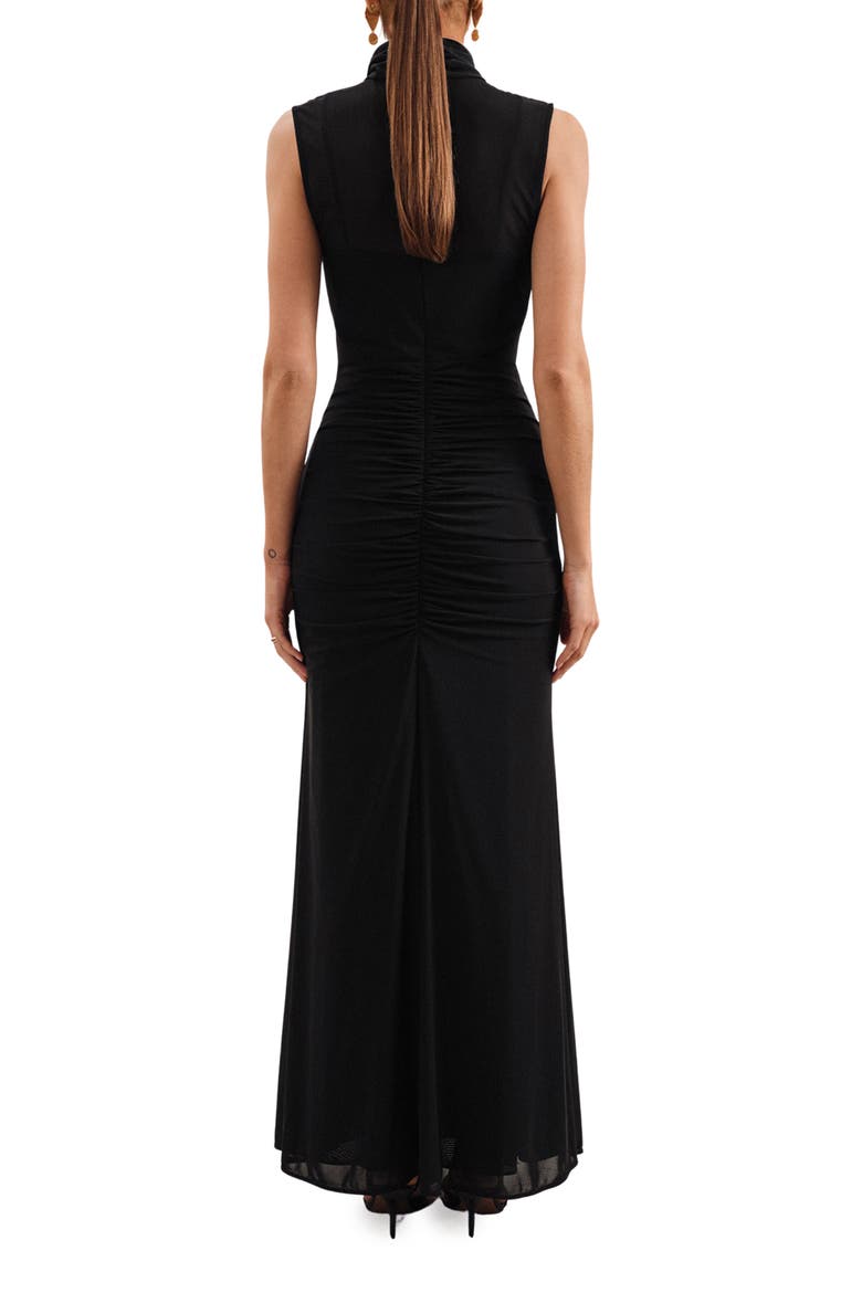 Daniella Drape Detail Sleeveless Gown, Alternate, color, BLACK