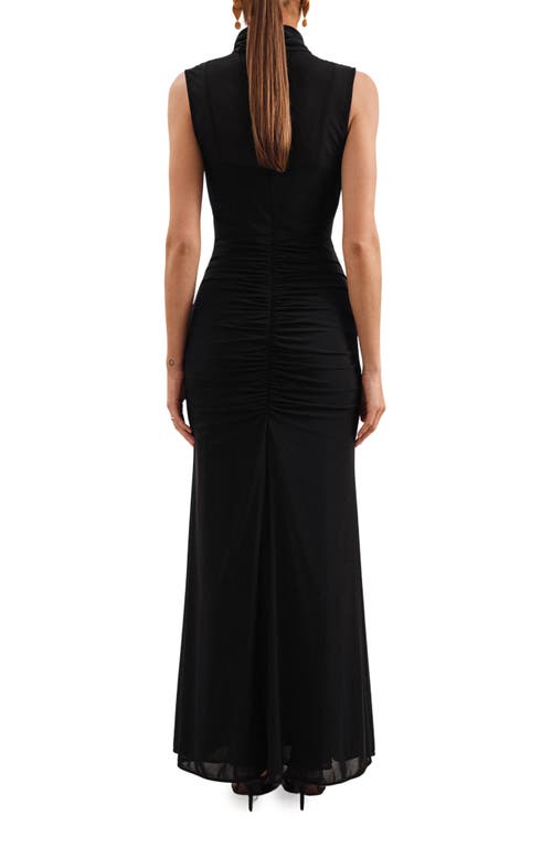 Reiss Daniella Drape Detail Sleeveless Gown In Black
