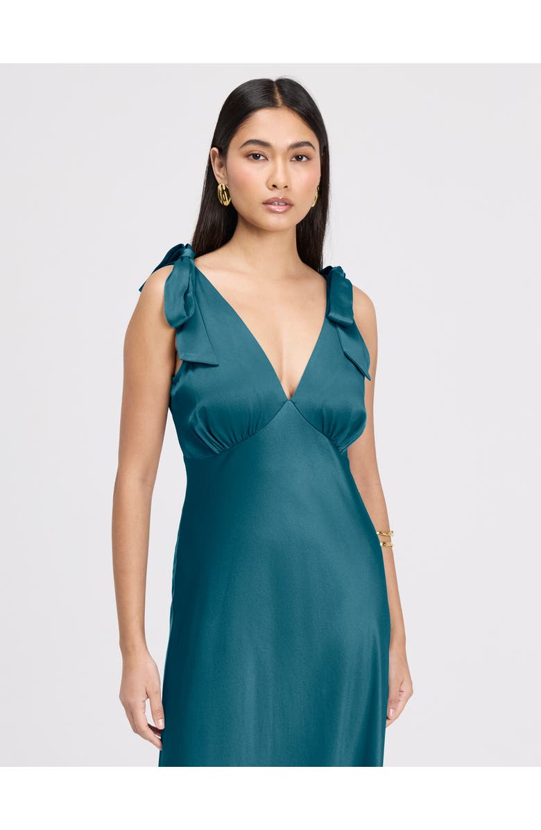 Ghost London Nora Tie Shoulder Satin Maxi Dress, Alternate, color, Emerald