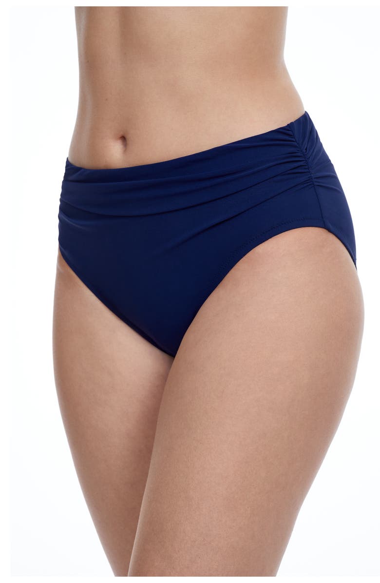 Profile by Gottex Tutti Frutti High Waist Side Shirred Swim Bottom, Alternate, color, Navy