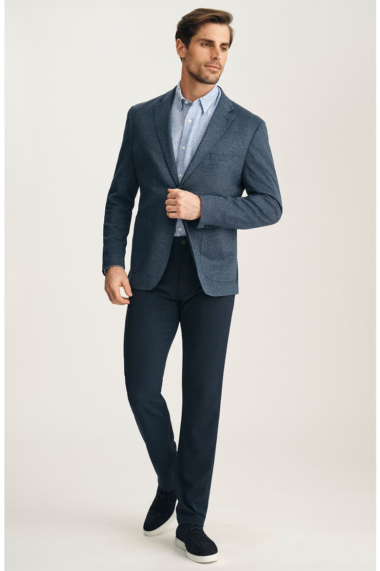 Matteo Slim Fit Navy Mélange Cotton & Linen Piqué Sport Coat, Alternate, color, NAVY