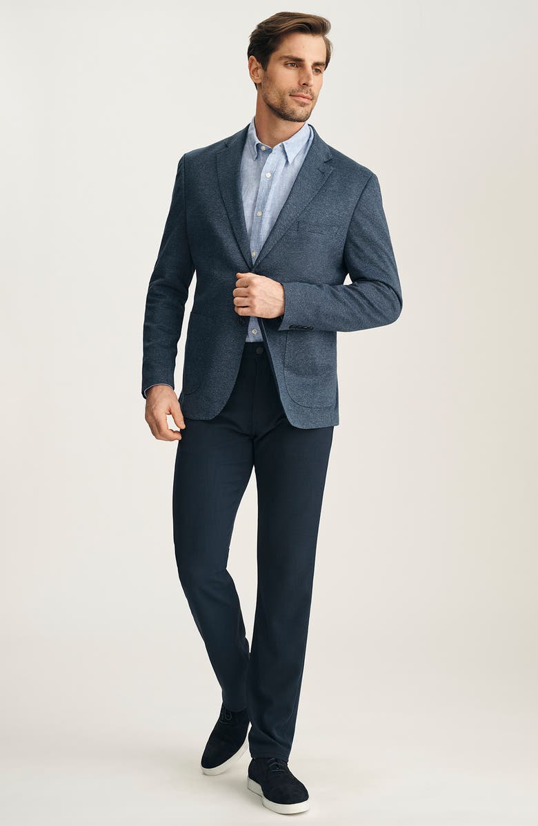 34 Heritage Matteo Slim Fit Navy Mélange Cotton & Linen Piqué Sport Coat, Alternate, color, Navy