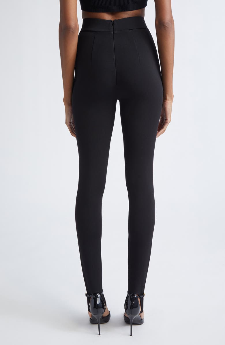 Balmain Zip Jersey Stirrup Leggings, Alternate, color, Black