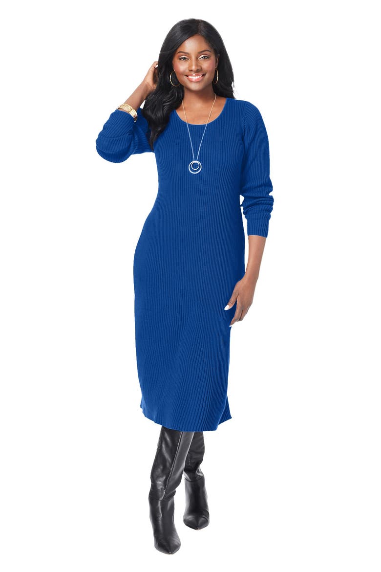 Scoop Neck Sweater Dress, Main, color, DARK SAPPHIRE