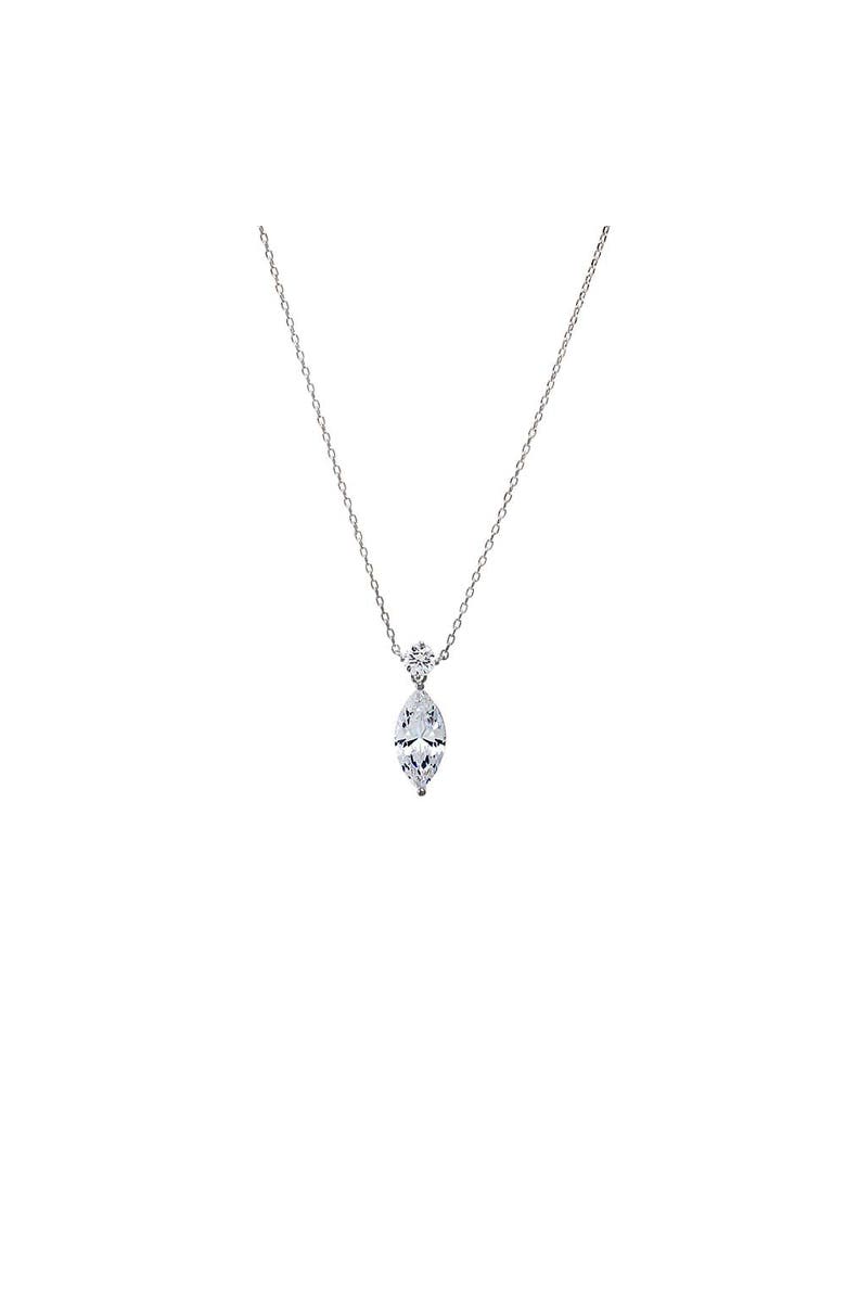 BY ADINA EDEN Fancy Solitare & Marquise Pendant Necklace, Main, color, Silver