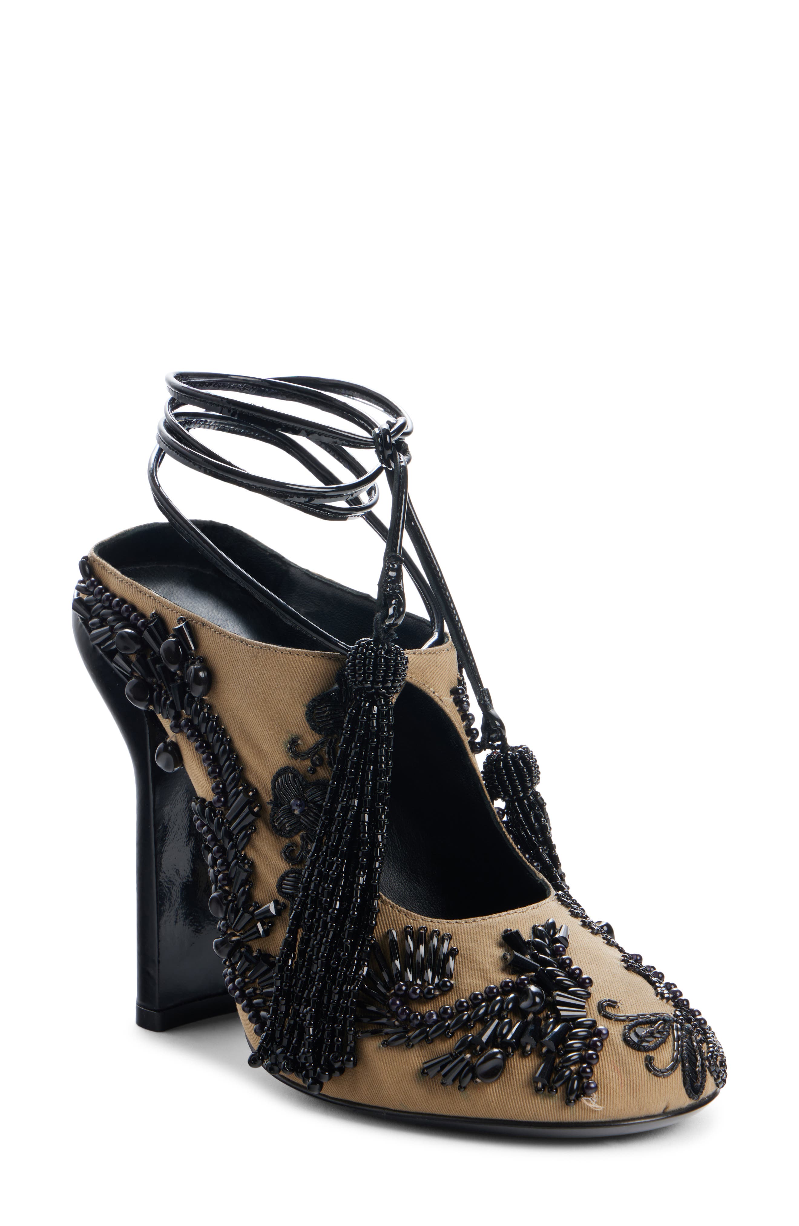 Dries Van Noten 100MM EMBELLISHED MULE, Main, color, Camel