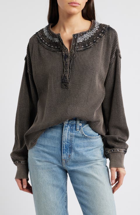 Holly Embroidered Henley