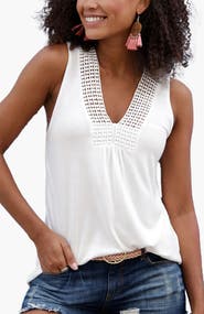 LASCANA Women's Crochet Insert Tank Top