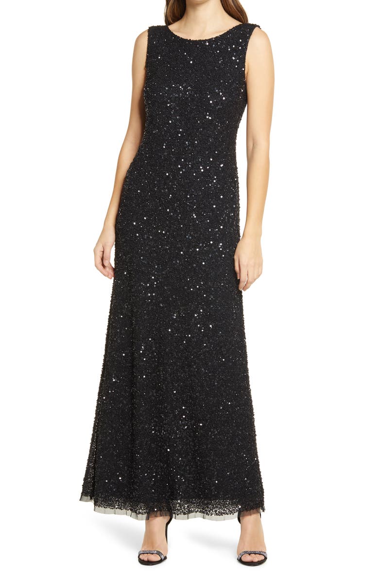 Pisarro Nights Sequin Mesh A-Line Gown, Main, color,