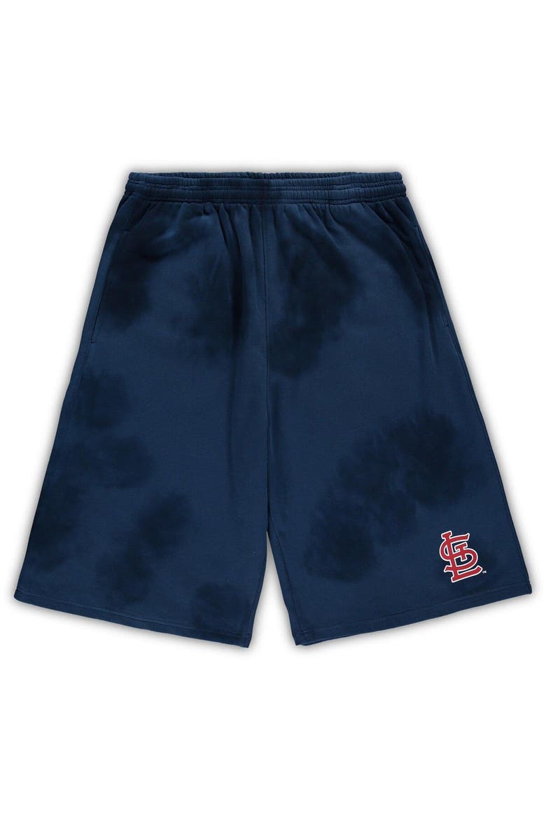Men's Navy St. Louis Cardinals Big & Tall Tye Dye Fleece Shorts, Main, color, Navy