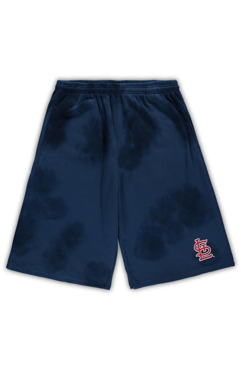 PROFILE Men's Navy St. Louis Cardinals Big & Tall Tye Dye Fleece Shorts, Main, color, Navy