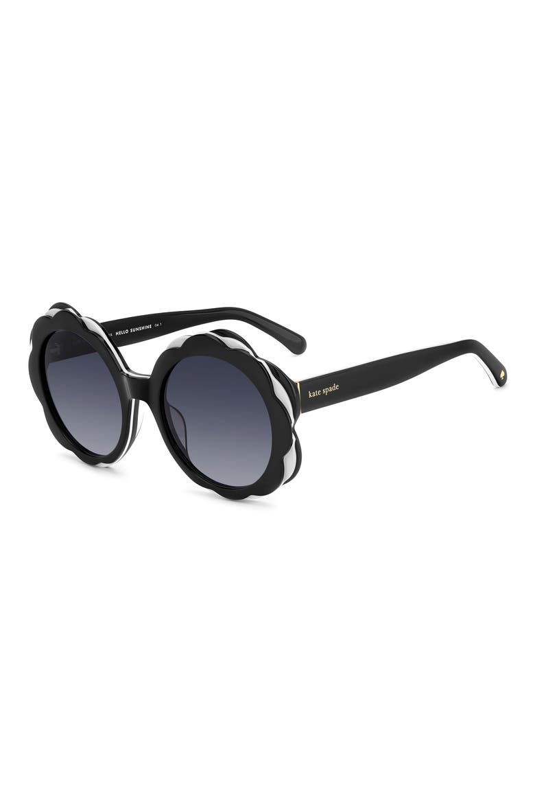 vivi 54mm round sunglasses, Alternate, color, BLACK WHITE BLACK/ DARK GREY