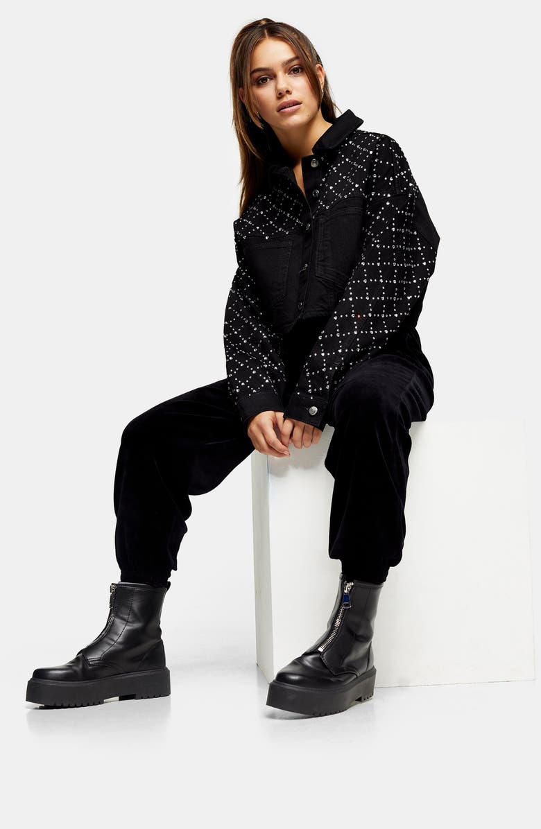 Topshop Velour Oversize Joggers, Alternate, color, 