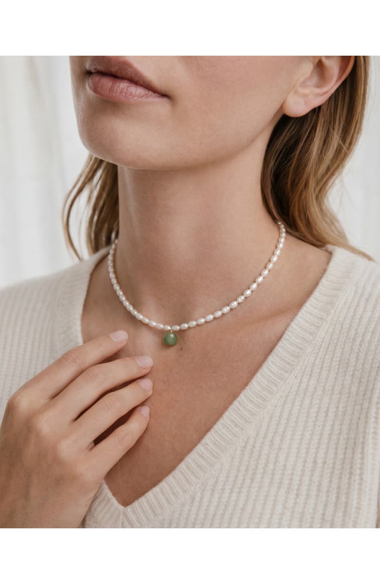 seree Belle Pearl and green jade choker, Alternate, color, Light Green