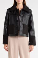 JASON WU Faux Leather Jacket with Faux Fur Trim