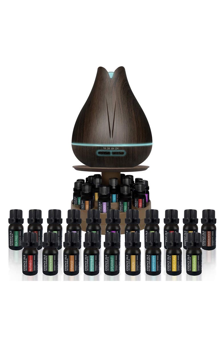 PURE DAILY CARE Ultimate Aromatherapy 400ml Essence Diffuser with Rotating Display Stand & 20 Essential Oils, Main, color, 