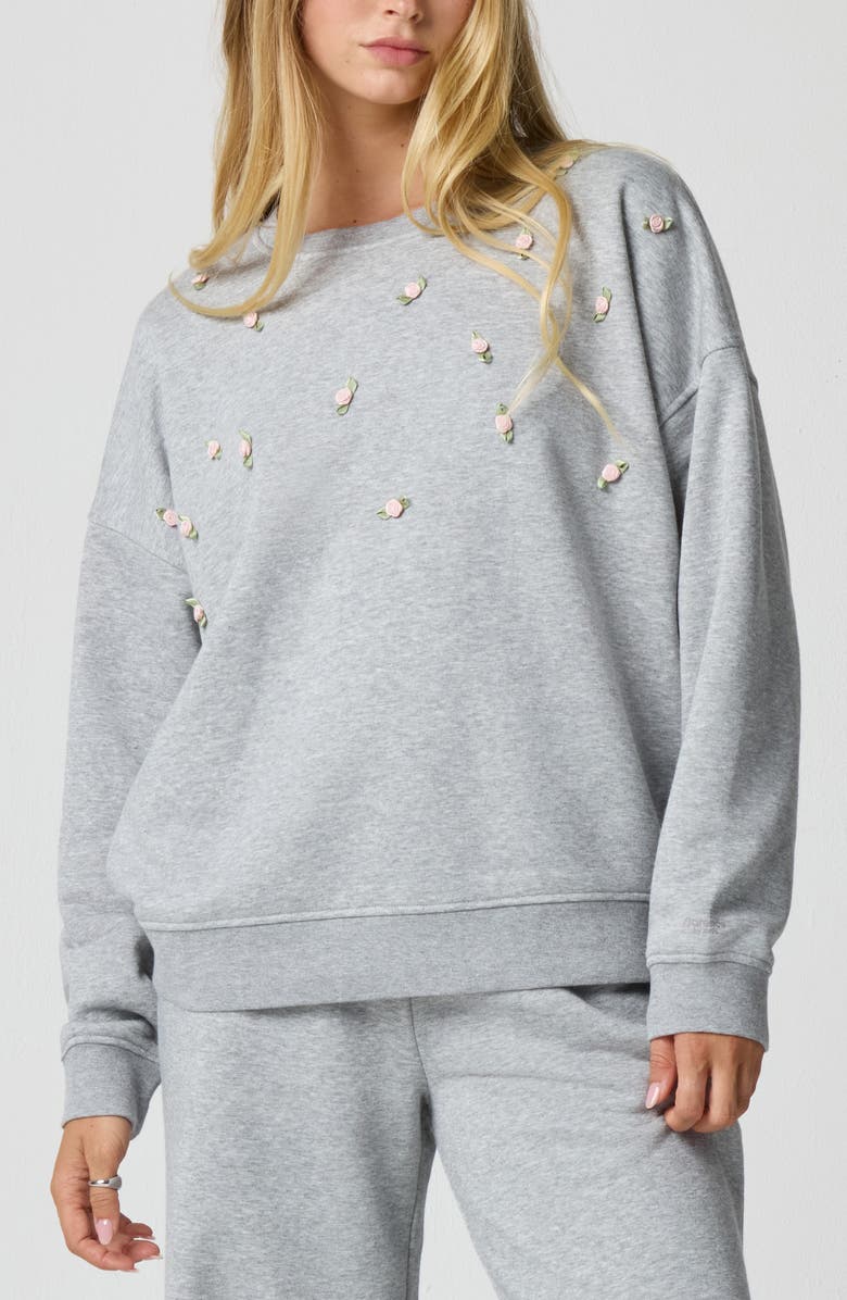 Florence by Mills Rosette Oversize Pullover, Main, color, Heather Grey
