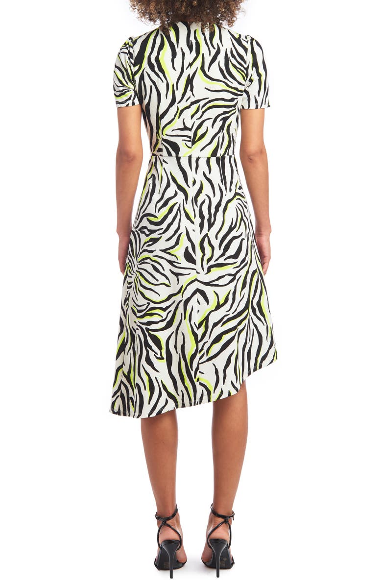 Christian Siriano Zebra Print Asymmetrical Hem Dress, Alternate, color, 