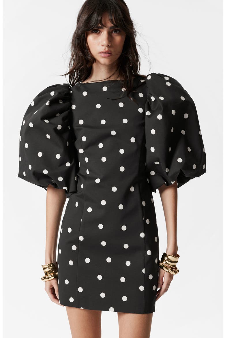 Polka Dot Cotton Blend Minidress, Alternate, color, BLACK AOP DOT