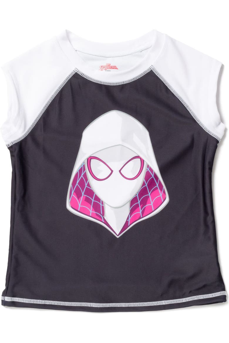 Spider-Verse 2-Piece Swimwear Rash Guard and Bikini Bottom Set, Alternate, color, Ghost Spider Pink