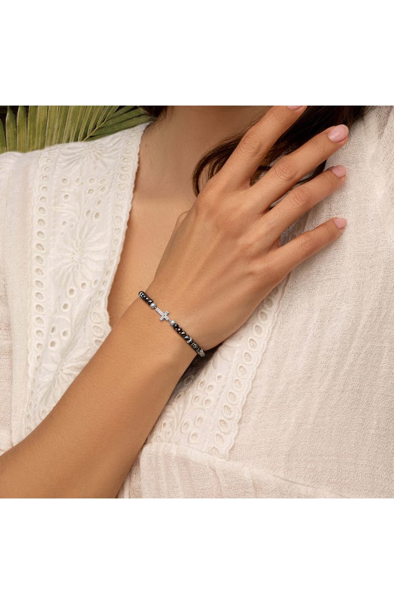Karma and Luck Grounded In Faith - Hematite Cross Bracelet, Alternate, color, Black/Silver