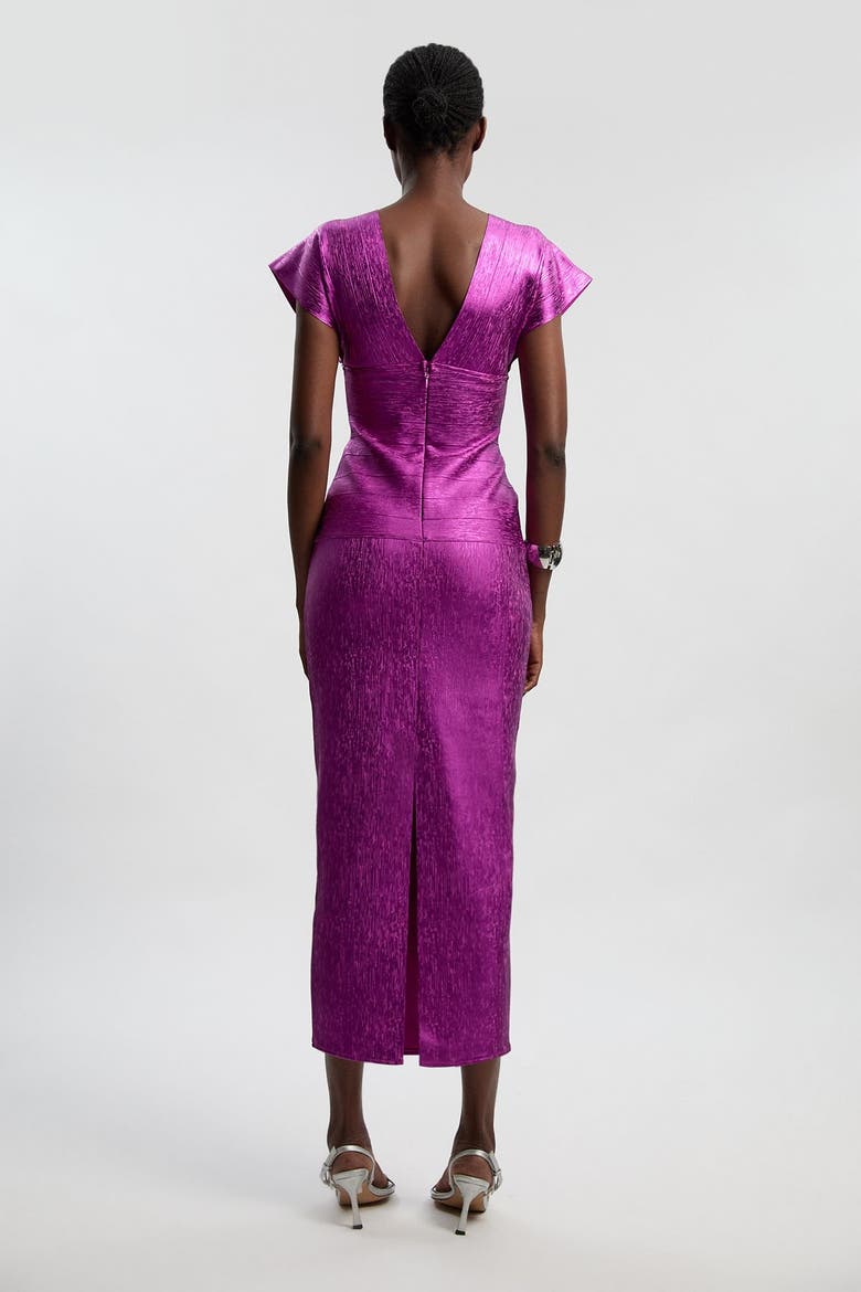 Metallic Angel Sleeve Knit Midi Dress, Alternate, color, Magenta