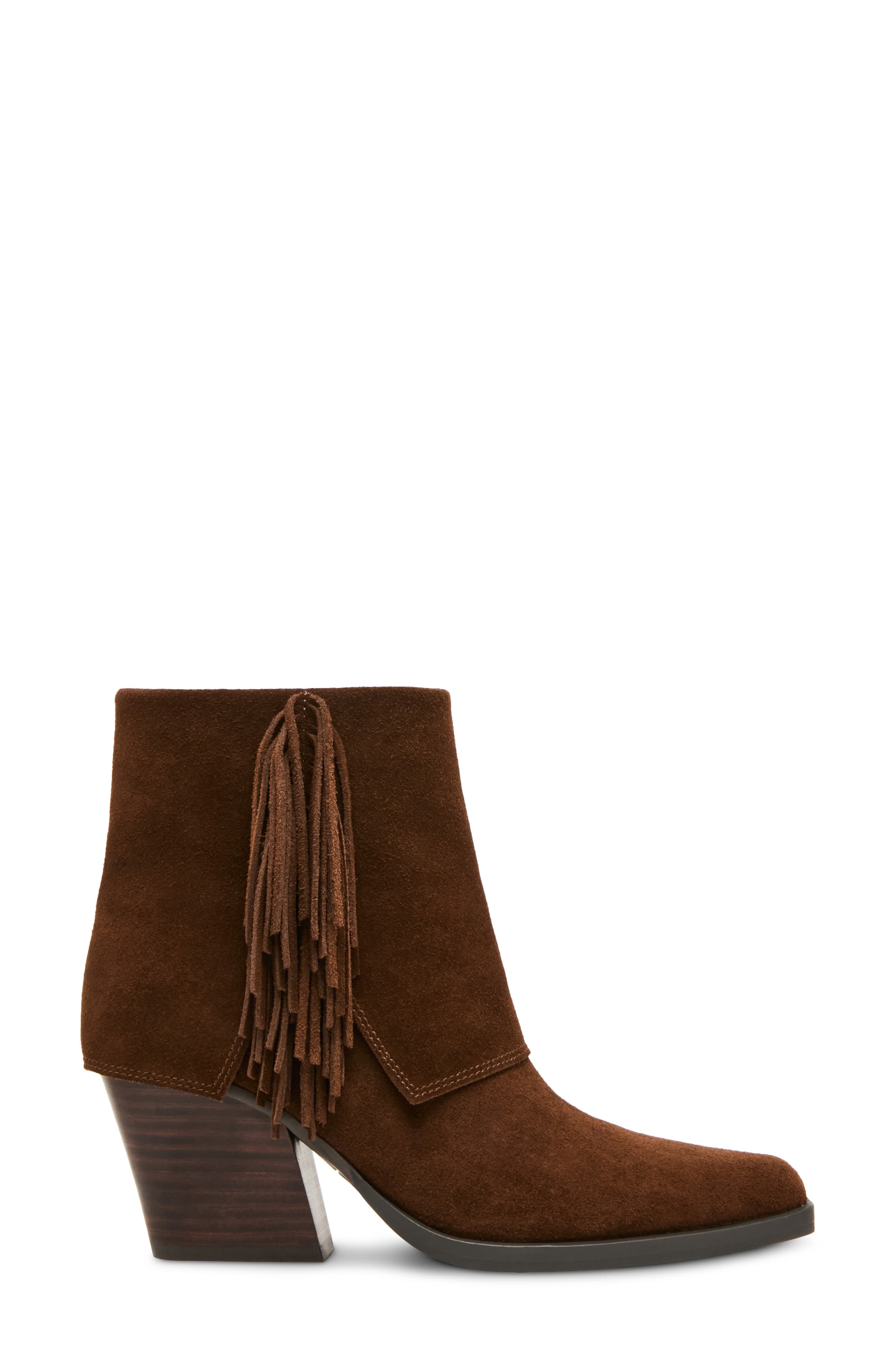 Odessa Fringe Block Heel Bootie, Alternate, color, CHOCOLATE SUEDE