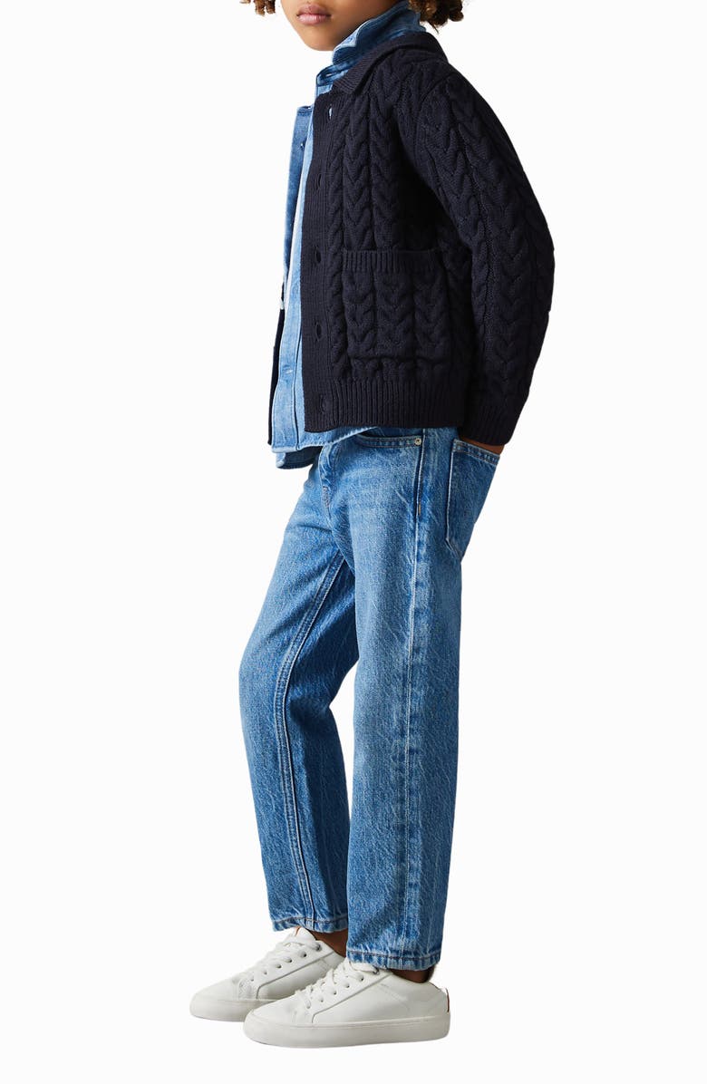 Reiss Kids' Fleet Jr. Cable Knit Cardigan, Alternate, color, 