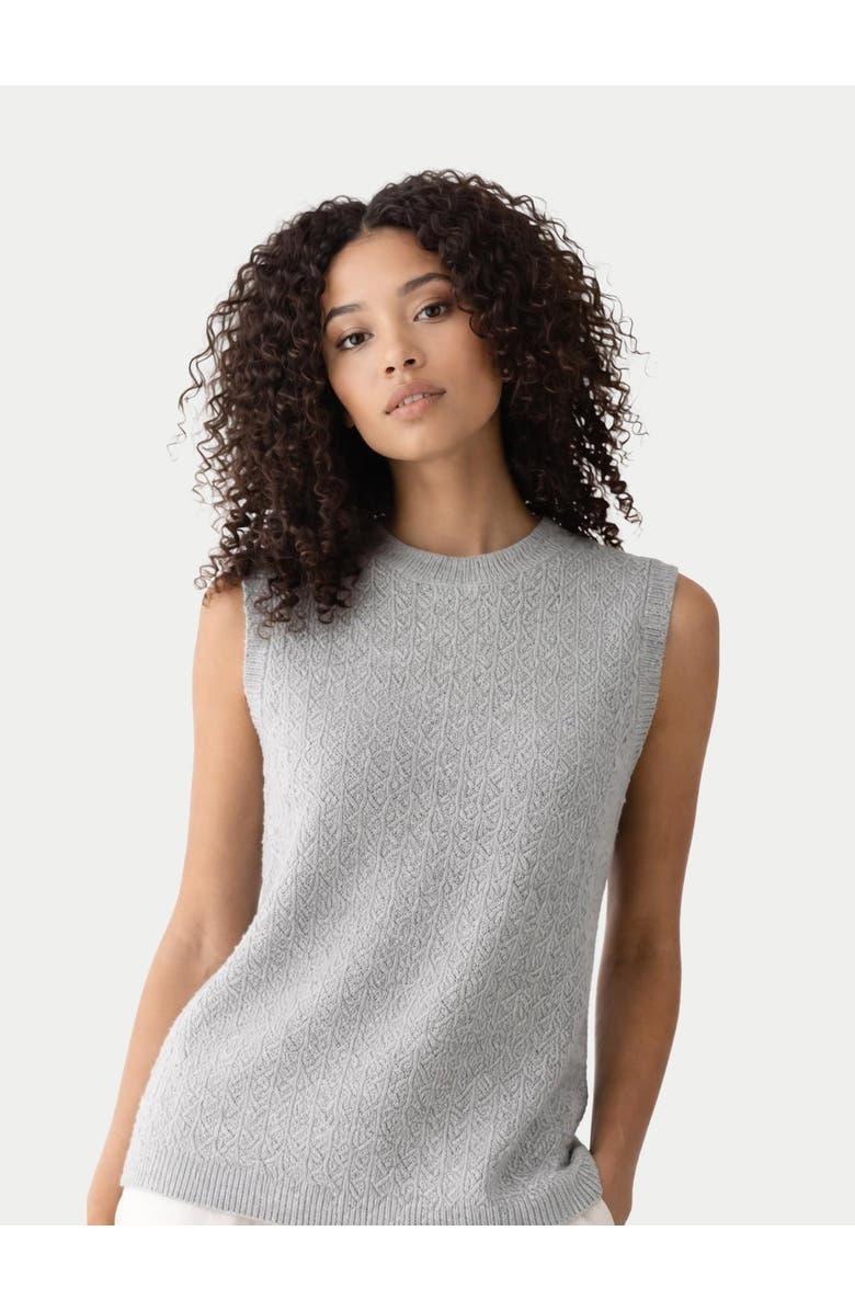 Gobi Cashmere Ajour Knit Crewneck Cashmere Vest, Alternate, color, High Rise