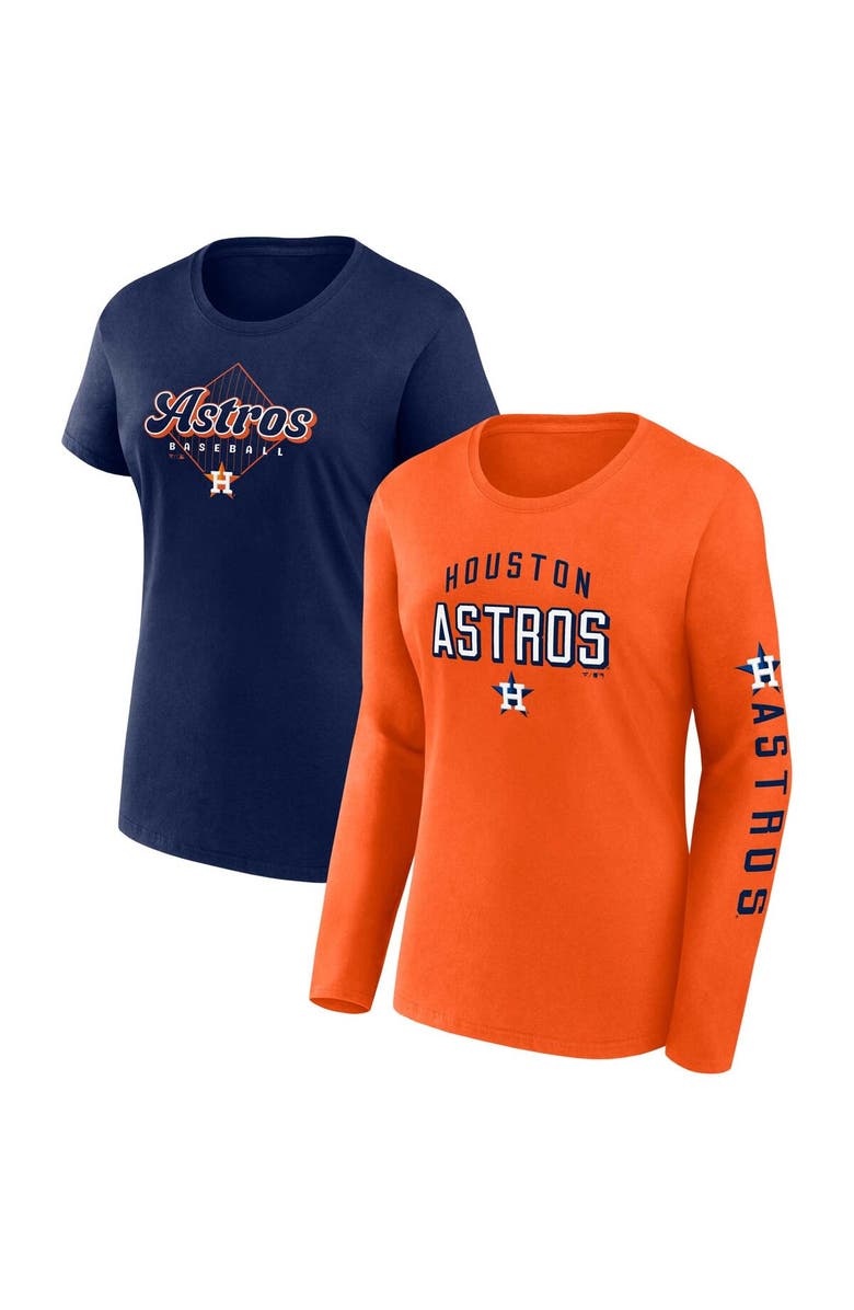 FANATICS Women's Fanatics Branded Orange/Navy Houston Astros T-Shirt Combo Pack, Alternate, color, 