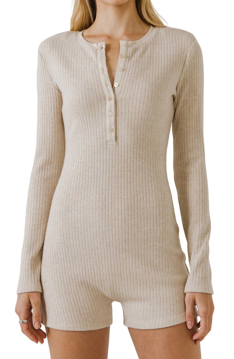 Grey Lab Rib Knit Romper, Alternate, color, 